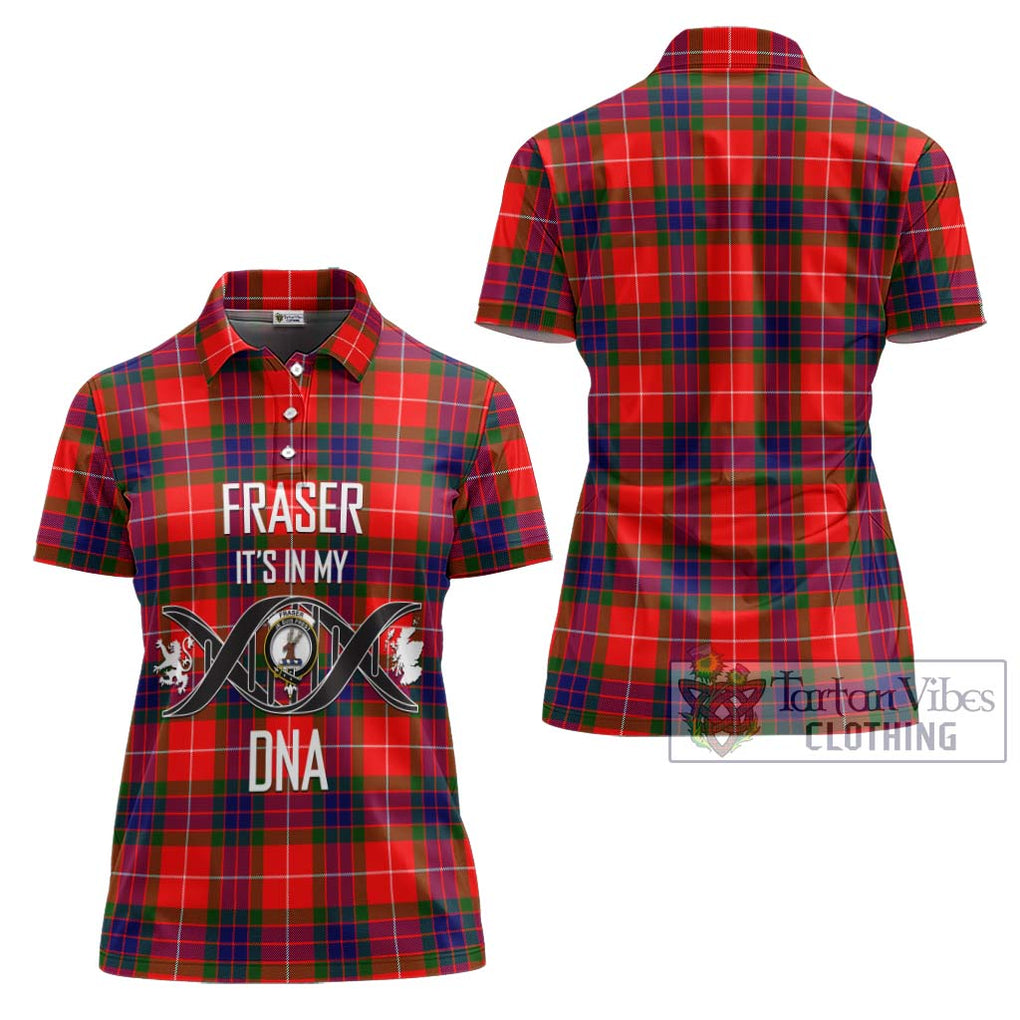 Fraser Modern Tartan Women's Polo Shirt with Family Crest DNA In Me Style - Tartanvibesclothing Shop