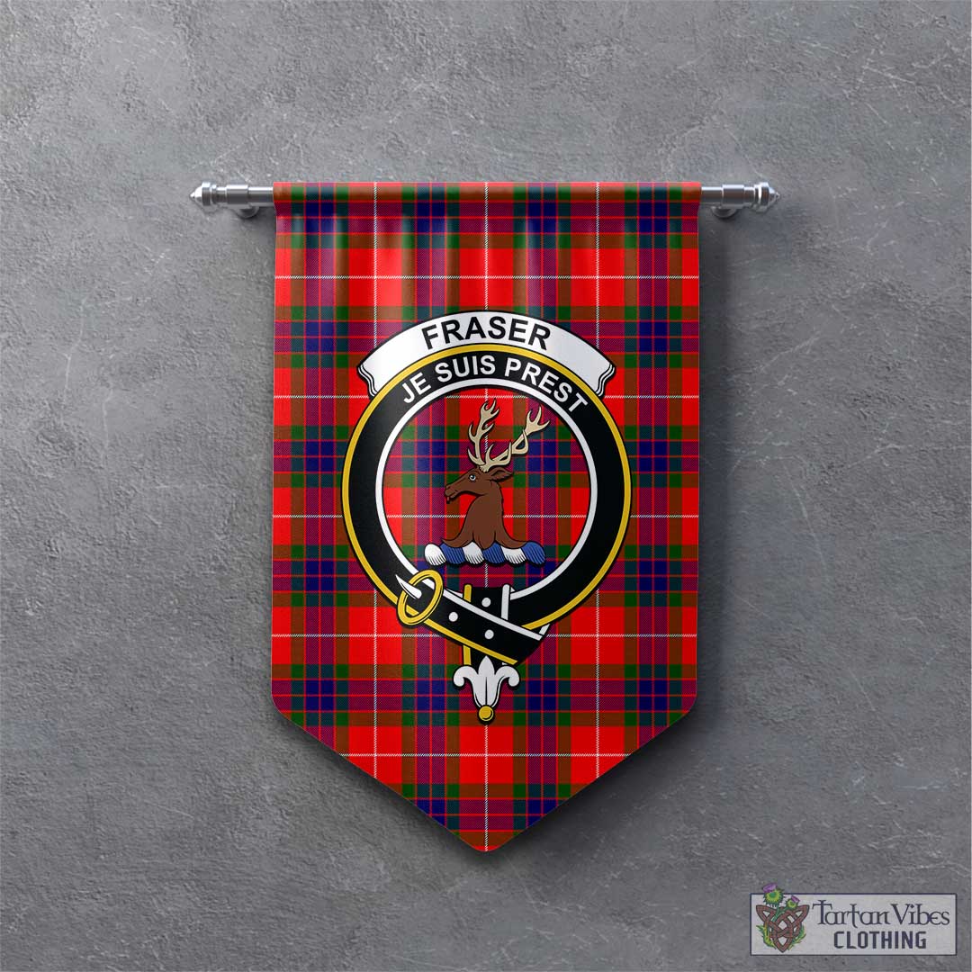 Tartan Vibes Clothing Fraser Modern Tartan Gonfalon, Tartan Banner with Family Crest