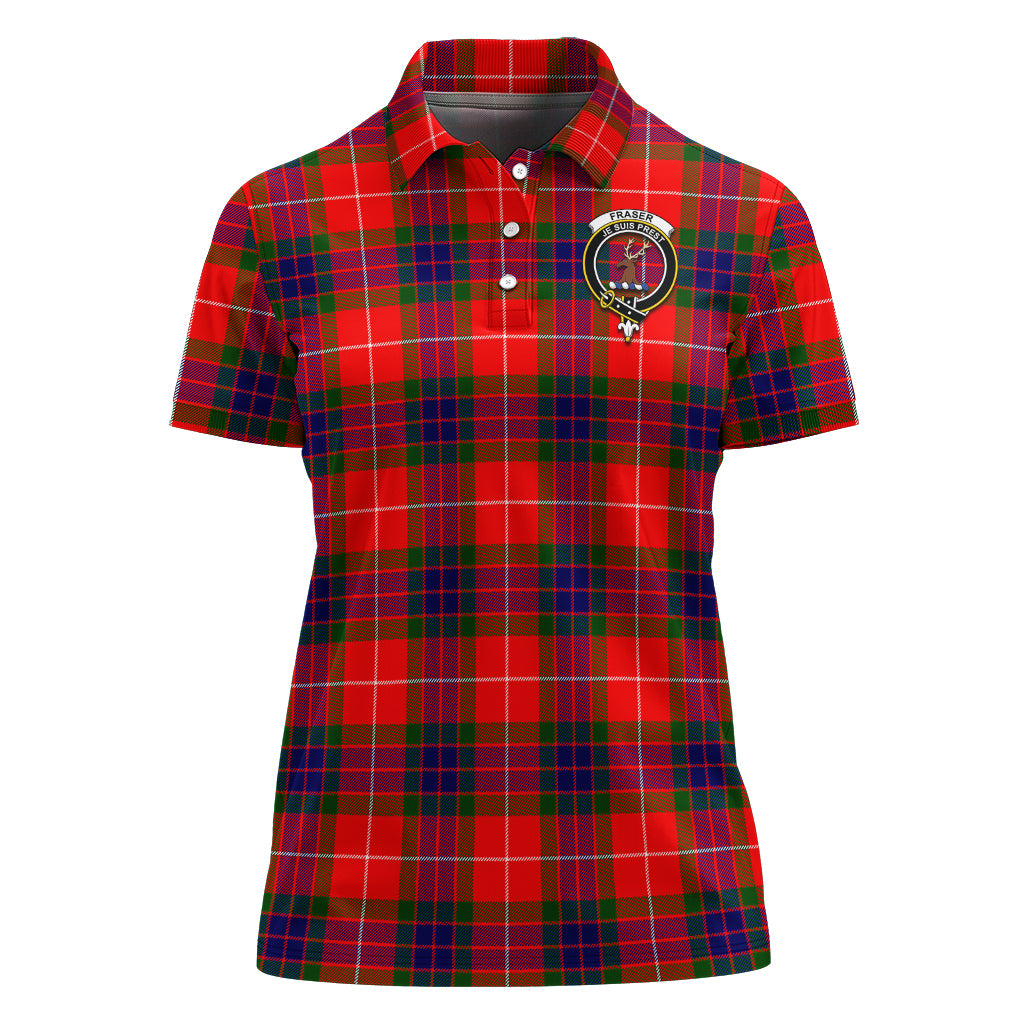 Fraser Modern Tartan Polo Shirt with Family Crest For Women - Tartan Vibes Clothing