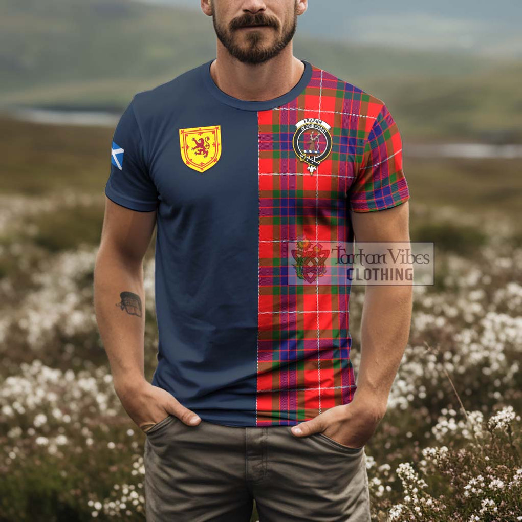 Tartan Vibes Clothing Fraser Modern Tartan T-Shirt Alba with Scottish Lion Royal Arm Half Style