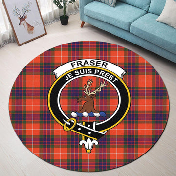 Fraser Modern Tartan Round Rug with Family Crest