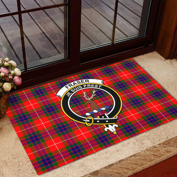 Fraser Modern Tartan Door Mat with Family Crest