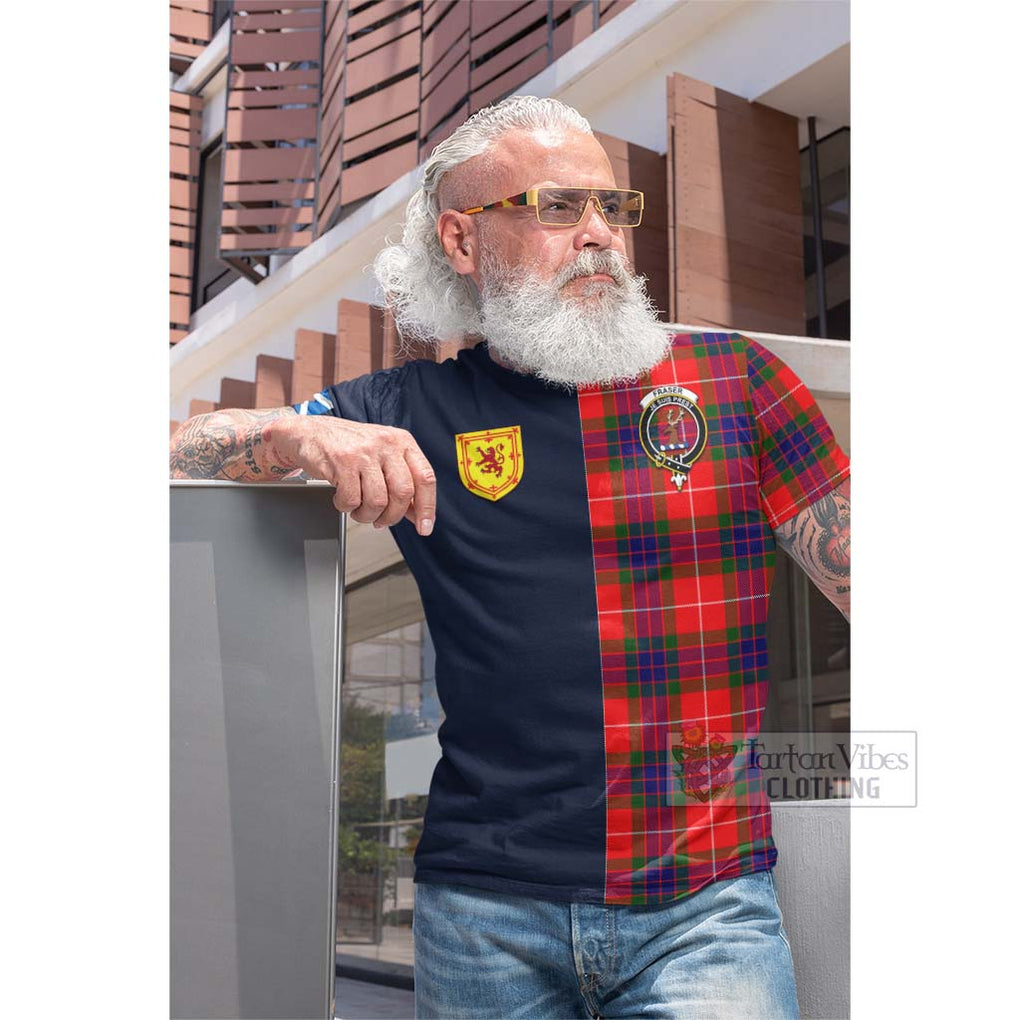 Tartan Vibes Clothing Fraser Modern Tartan Cotton T-shirt with Scottish Lion Royal Arm Half Style