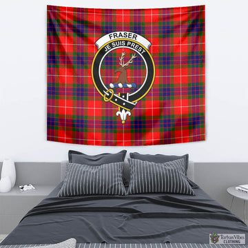 Fraser Modern Tartan Tapestry Wall Hanging and Home Decor for Room with Family Crest