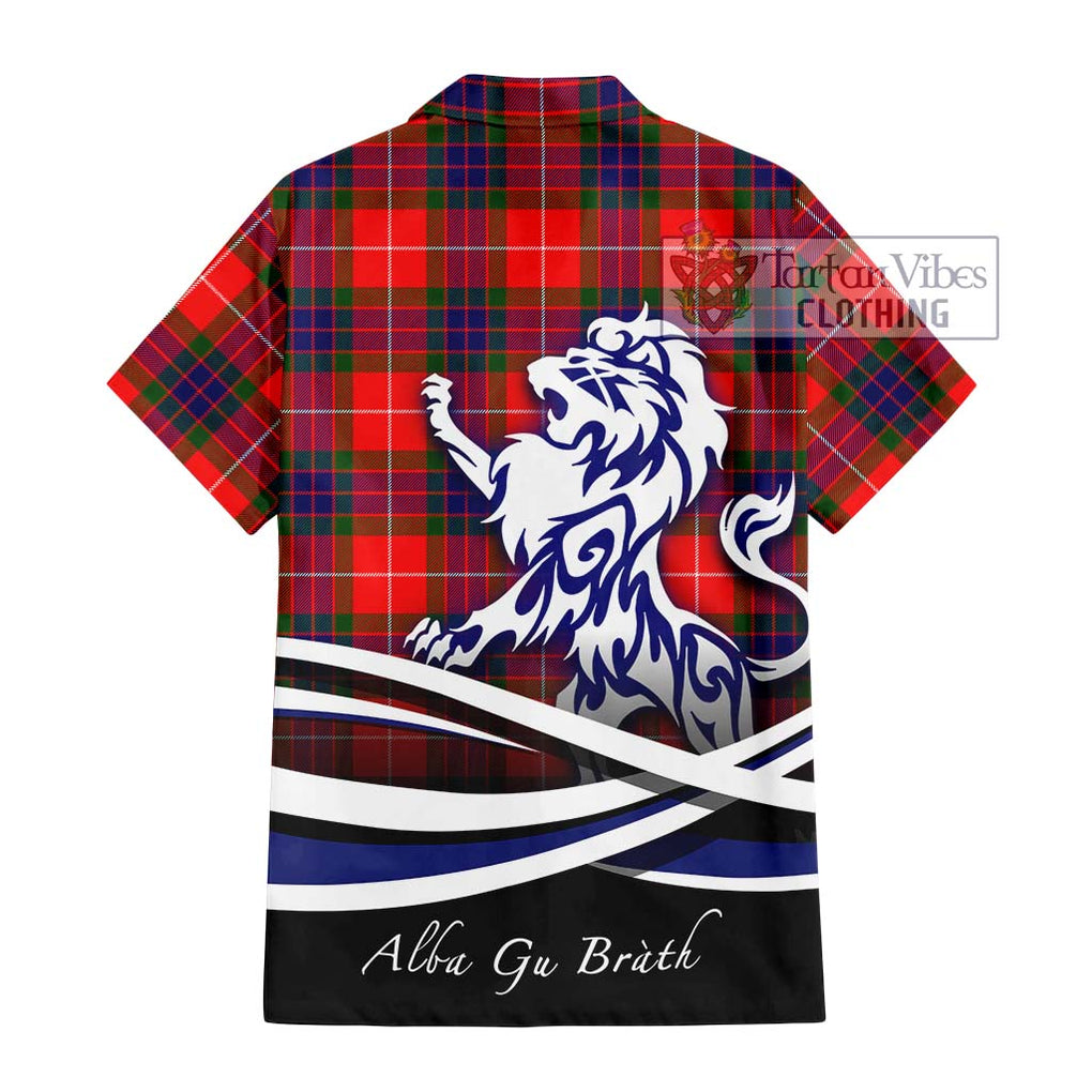 Fraser Modern Tartan Short Sleeve Button Shirt with Alba Gu Brath Regal Lion Emblem - Tartanvibesclothing Shop