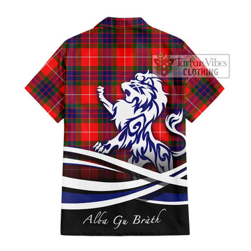 Fraser Modern Tartan Short Sleeve Button Shirt with Alba Gu Brath Regal Lion Emblem