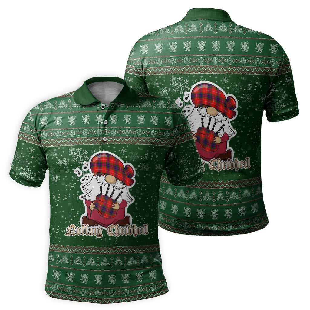 Fraser Modern Clan Christmas Family Polo Shirt with Funny Gnome Playing Bagpipes - Tartanvibesclothing