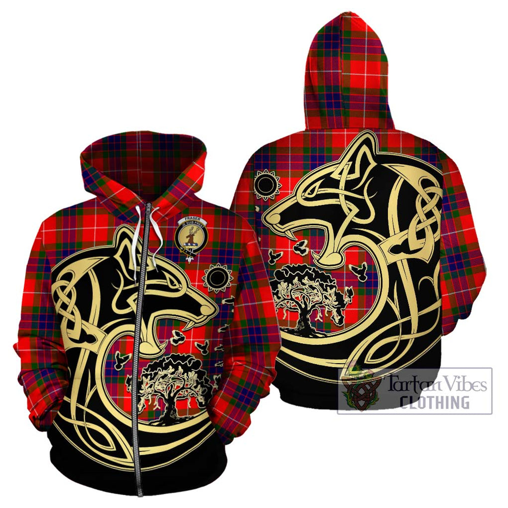 Fraser Modern Tartan Hoodie with Family Crest Celtic Wolf Style - Tartan Vibes Clothing