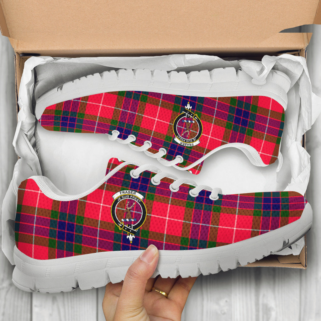 Fraser Modern Tartan Sneakers with Family Crest - Tartan Vibes Clothing