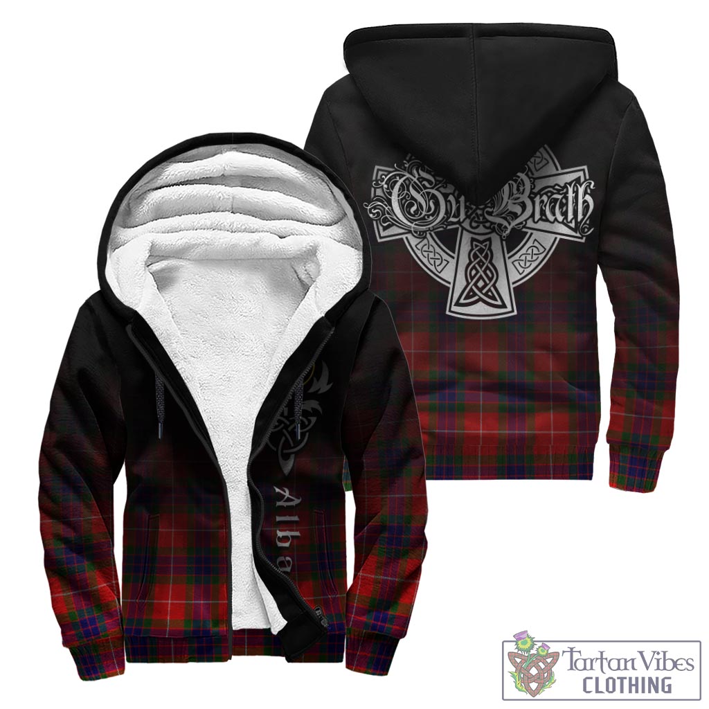 Tartan Vibes Clothing Fraser Modern Tartan Sherpa Hoodie Featuring Alba Gu Brath Family Crest Celtic Inspired