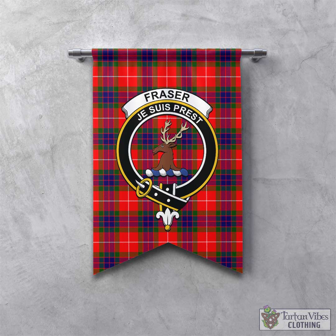 Tartan Vibes Clothing Fraser Modern Tartan Gonfalon, Tartan Banner with Family Crest