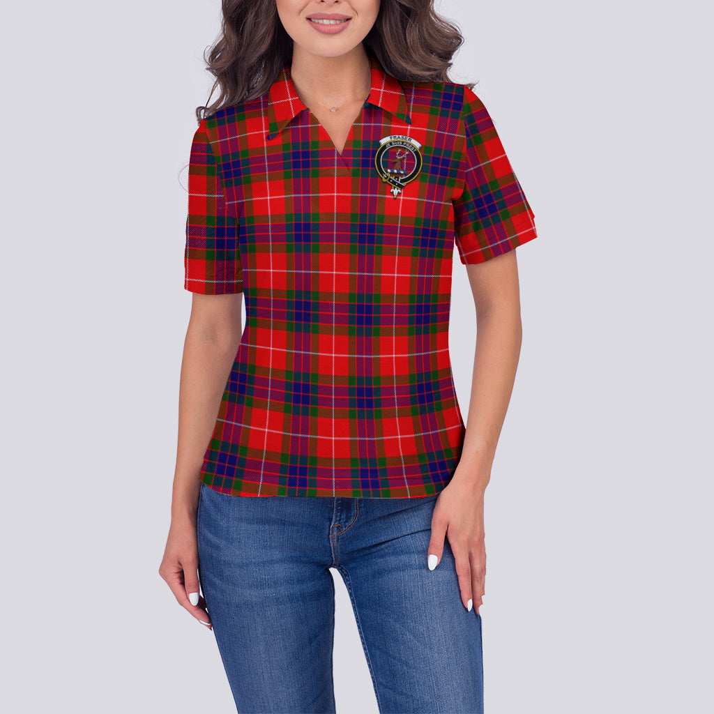 Fraser Modern Tartan Polo Shirt with Family Crest For Women - Tartan Vibes Clothing