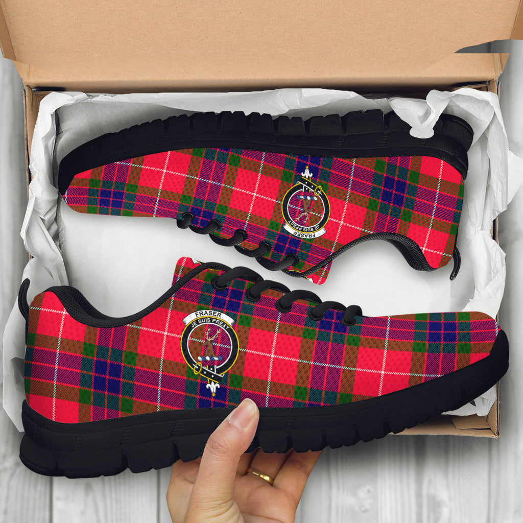 Fraser Modern Tartan Sneakers with Family Crest - Tartan Vibes Clothing