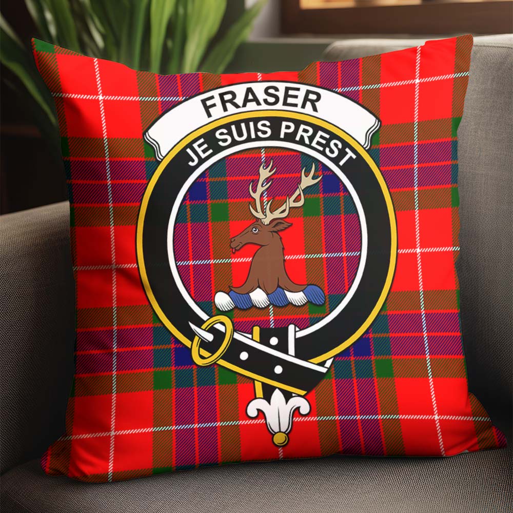 Fraser Modern Tartan Pillow Cover with Family Crest - Tartanvibesclothing