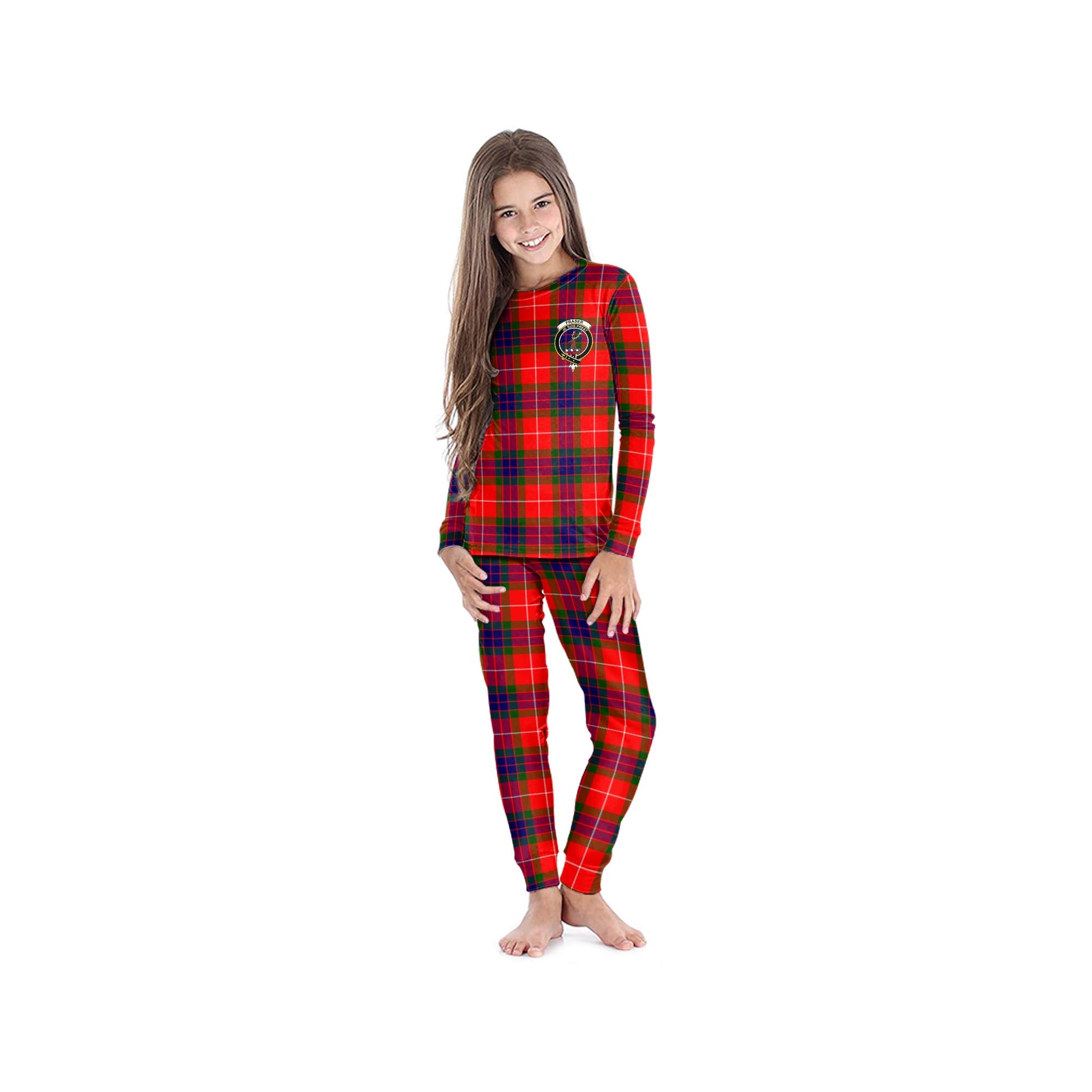 Fraser Modern Tartan Pajamas Family Set with Family Crest - Tartan Vibes Clothing