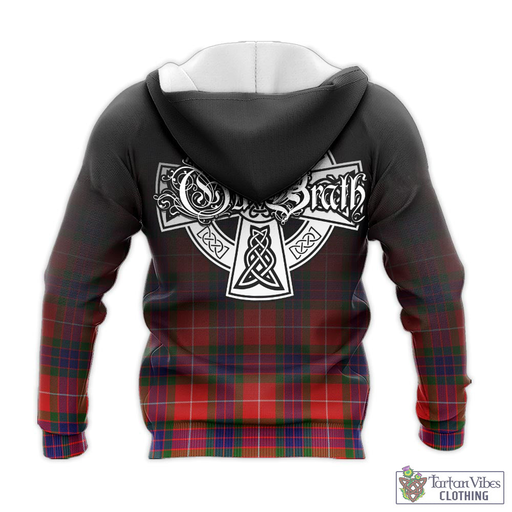 Tartan Vibes Clothing Fraser Modern Tartan Knitted Hoodie Featuring Alba Gu Brath Family Crest Celtic Inspired