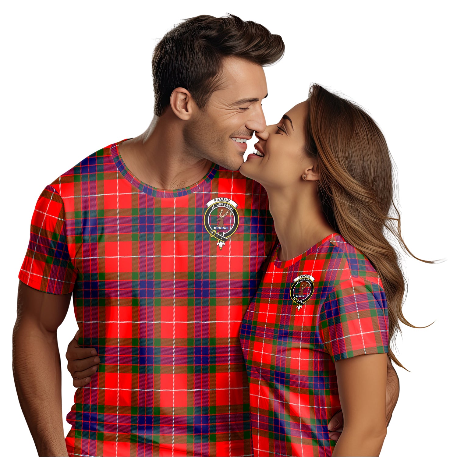 Fraser Modern Tartan T-Shirt with Family Crest - Tartan Vibes Clothing