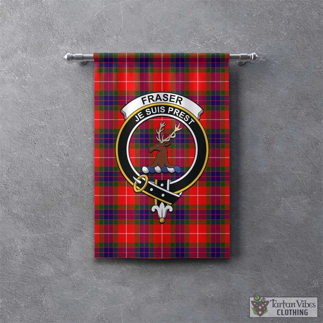 Tartan Vibes Clothing Fraser Modern Tartan Gonfalon, Tartan Banner with Family Crest