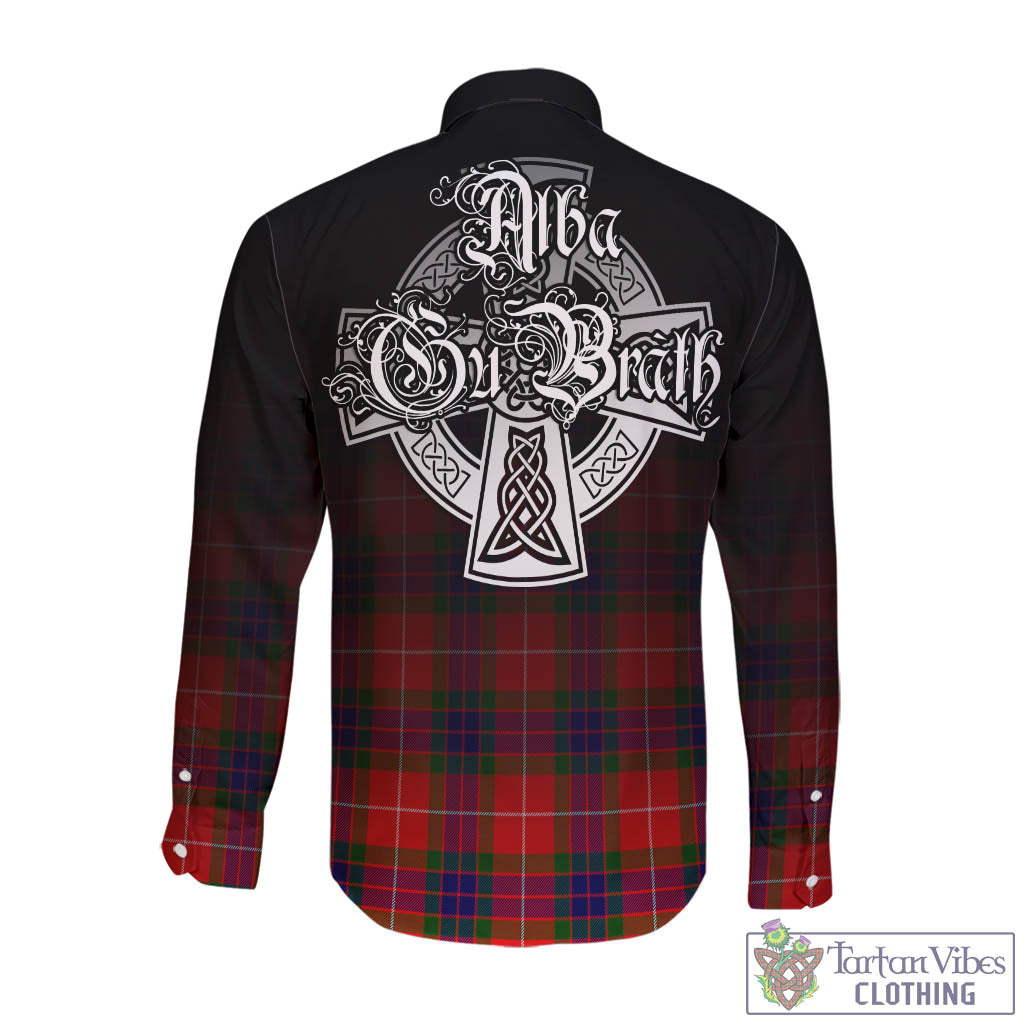 Tartan Vibes Clothing Fraser Modern Tartan Long Sleeve Button Up Featuring Alba Gu Brath Family Crest Celtic Inspired