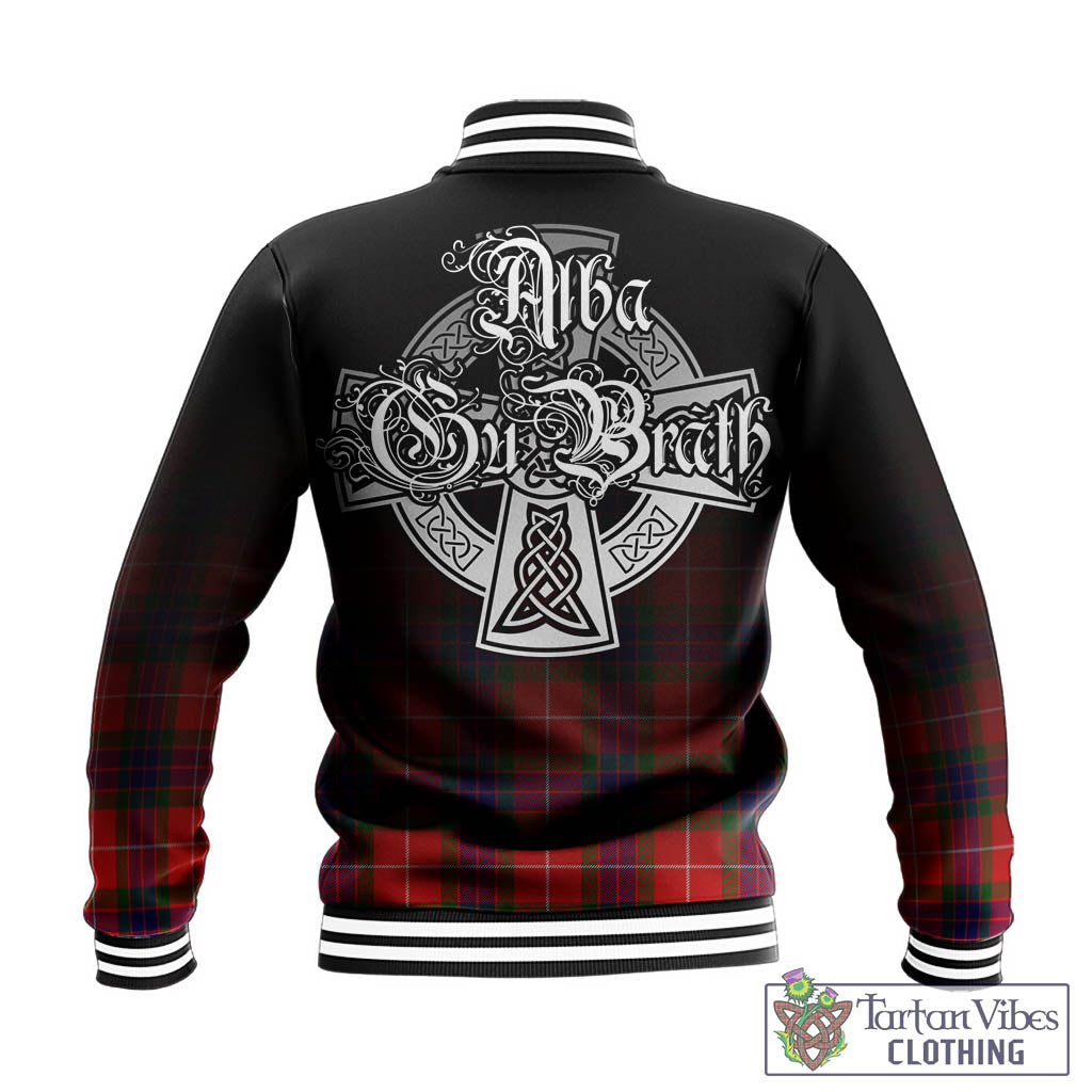 Tartan Vibes Clothing Fraser Modern Tartan Baseball Jacket Featuring Alba Gu Brath Family Crest Celtic Inspired