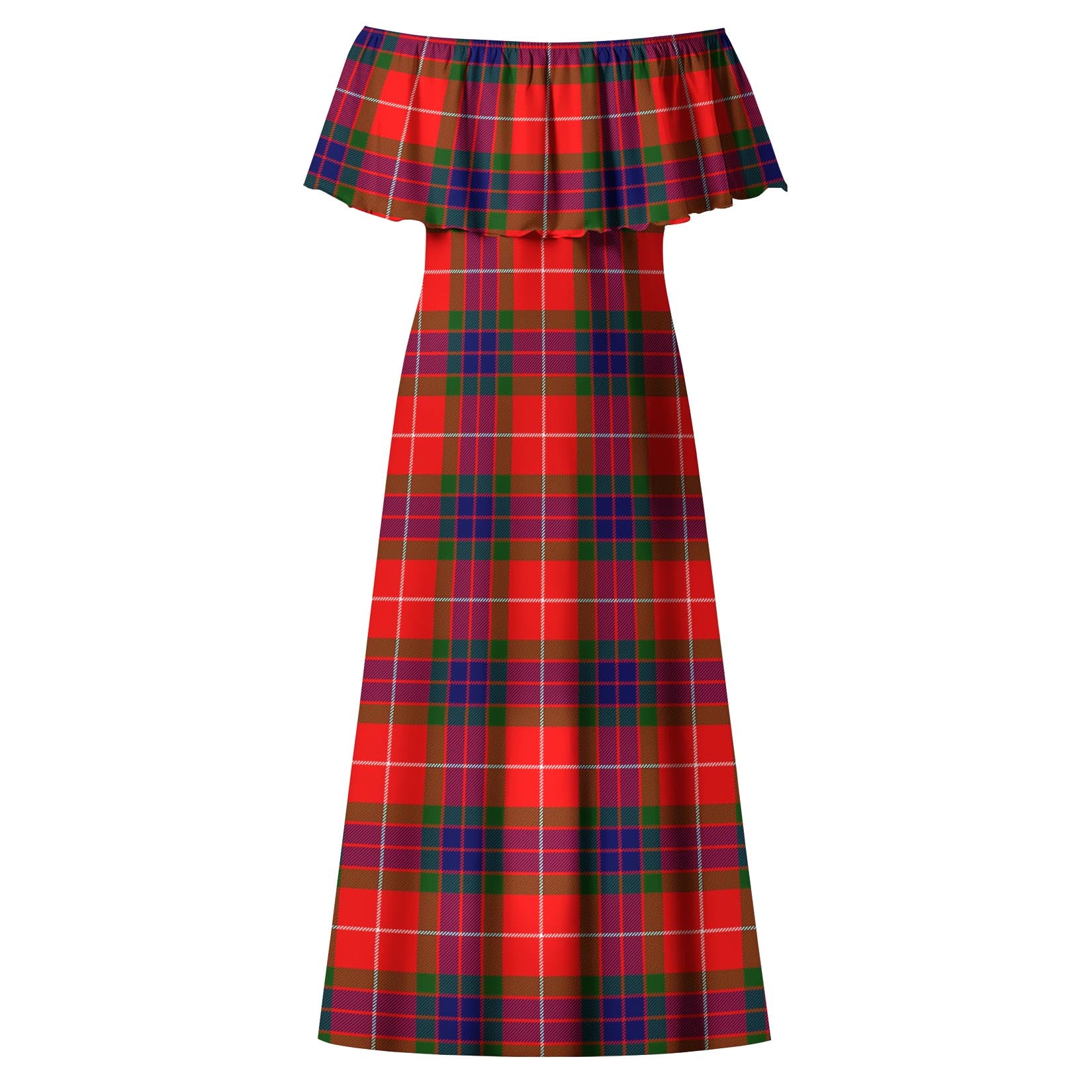 Fraser Modern Tartan Off Shoulder Long Dress - Tartanvibesclothing