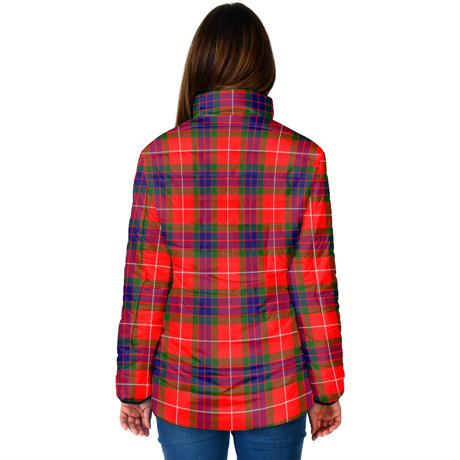 Fraser Modern Tartan Padded Jacket with Family Crest - Tartan Vibes Clothing