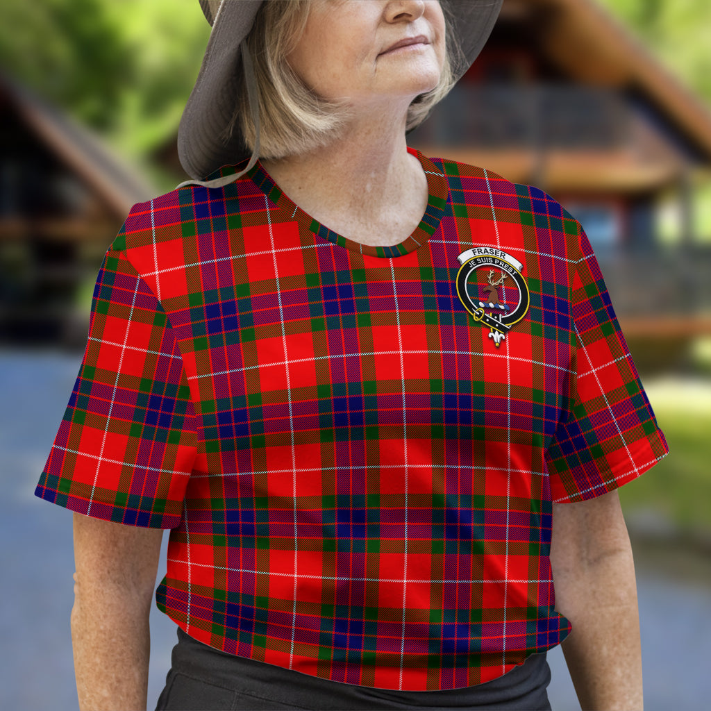 Fraser Modern Tartan T-Shirt with Family Crest - Tartan Vibes Clothing