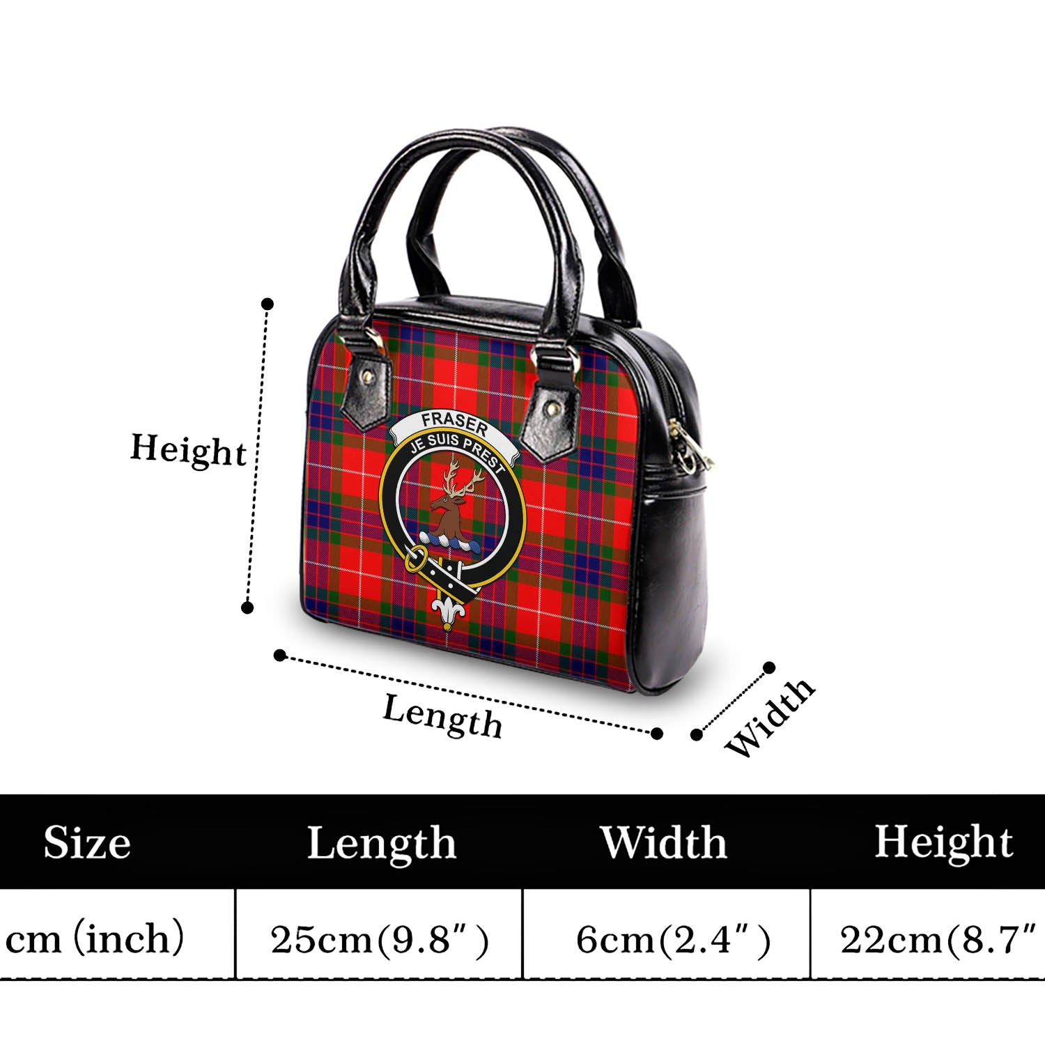 Fraser Modern Tartan Shoulder Handbags with Family Crest - Tartanvibesclothing