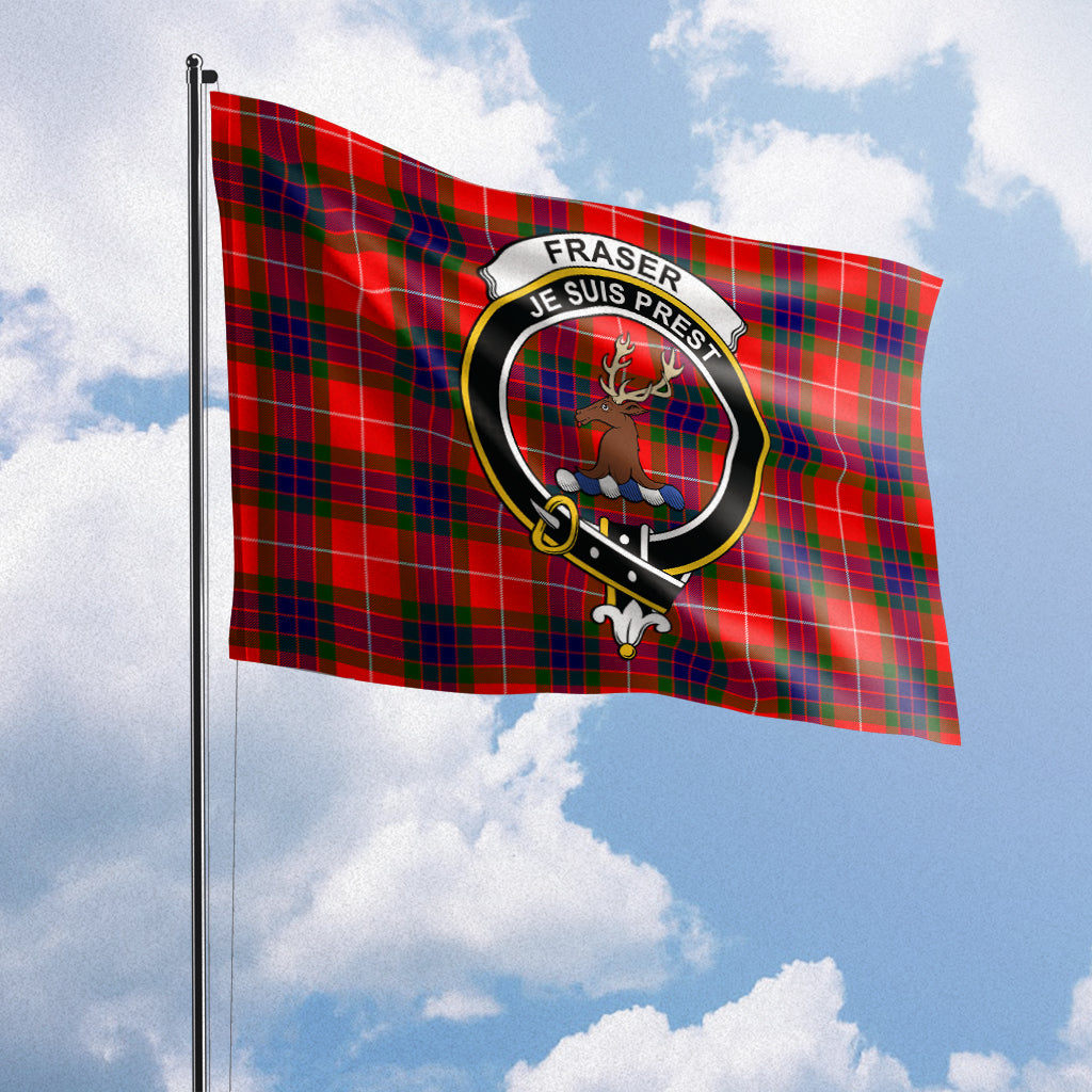 Fraser Modern Tartan Flag with Family Crest House Flag (Horizontal) - Tartan Vibes Clothing