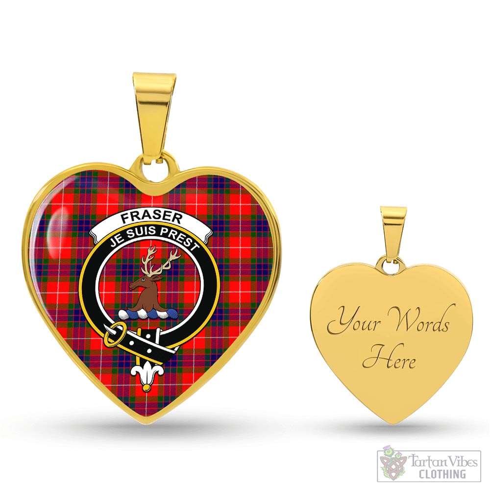 Tartan Vibes Clothing Fraser Modern Tartan Heart Necklace with Family Crest