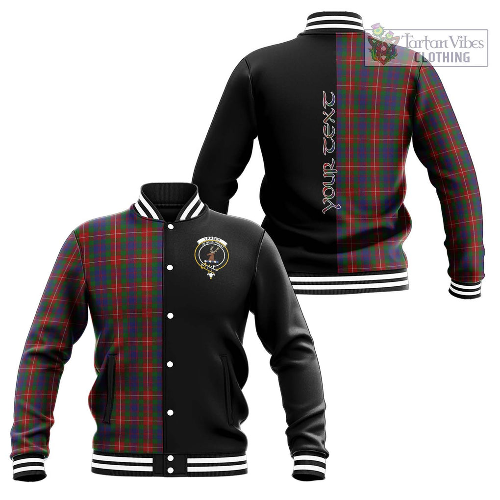 Fraser of Lovat Tartan Baseball Jacket with Family Crest and Half Of Me Style Unisex - Tartanvibesclothing Shop