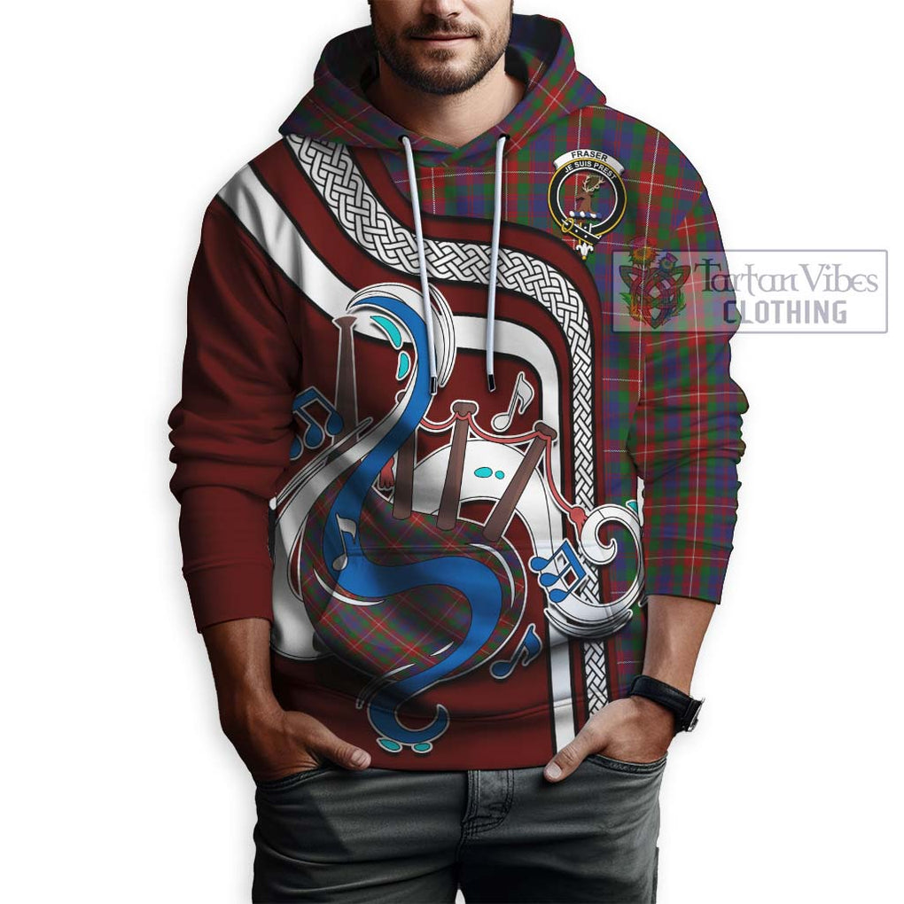 Fraser of Lovat Tartan Hoodie with Epic Bagpipe Style Zip Hoodie - Tartanvibesclothing Shop