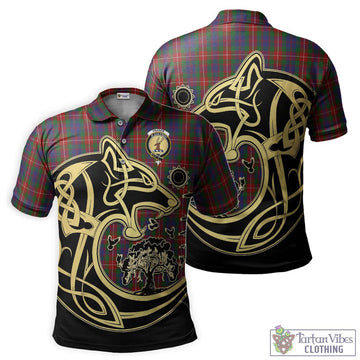 Fraser of Lovat Tartan Polo Shirt with Family Crest Celtic Wolf Style