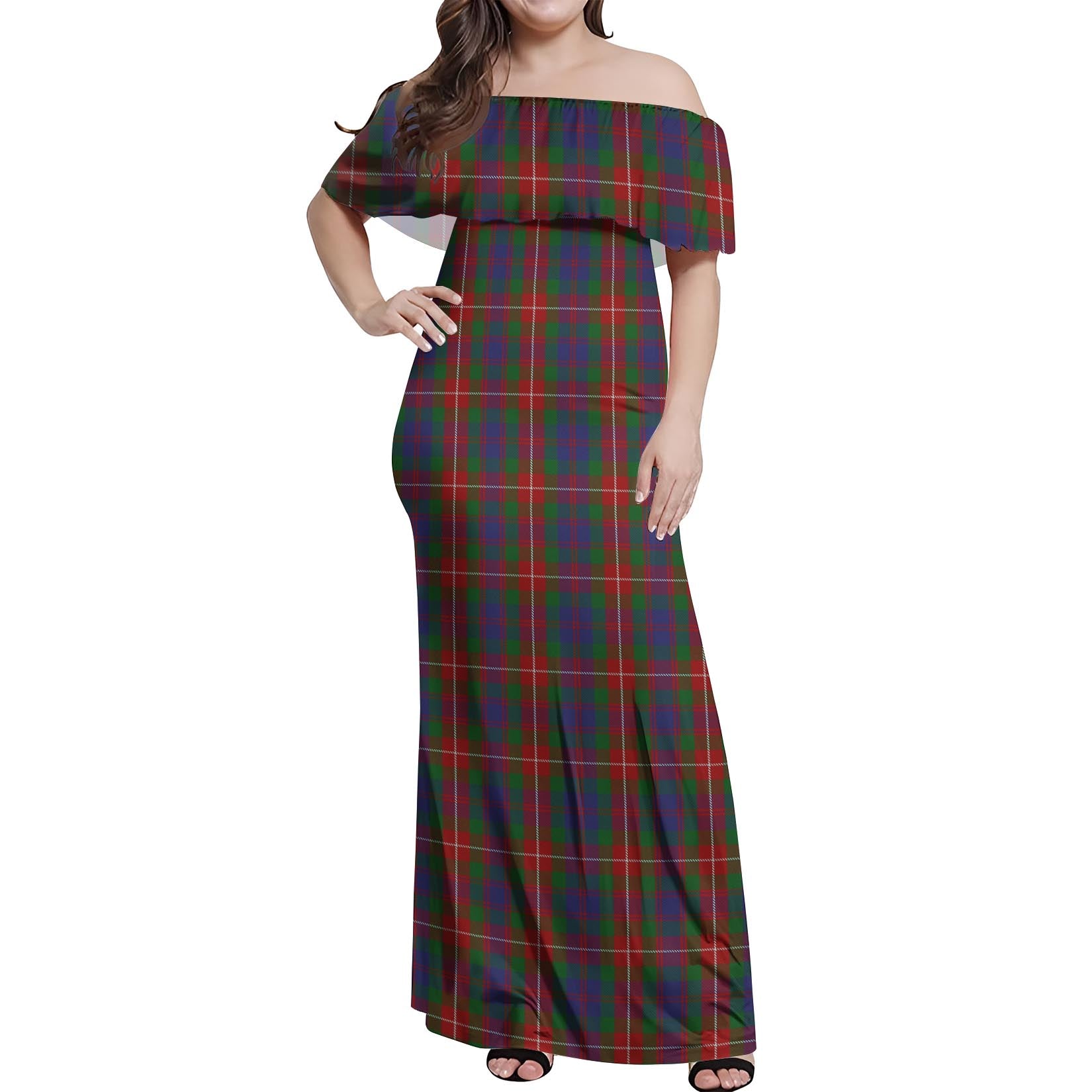 Fraser of Lovat Tartan Off Shoulder Long Dress Women's Dress - Tartanvibesclothing