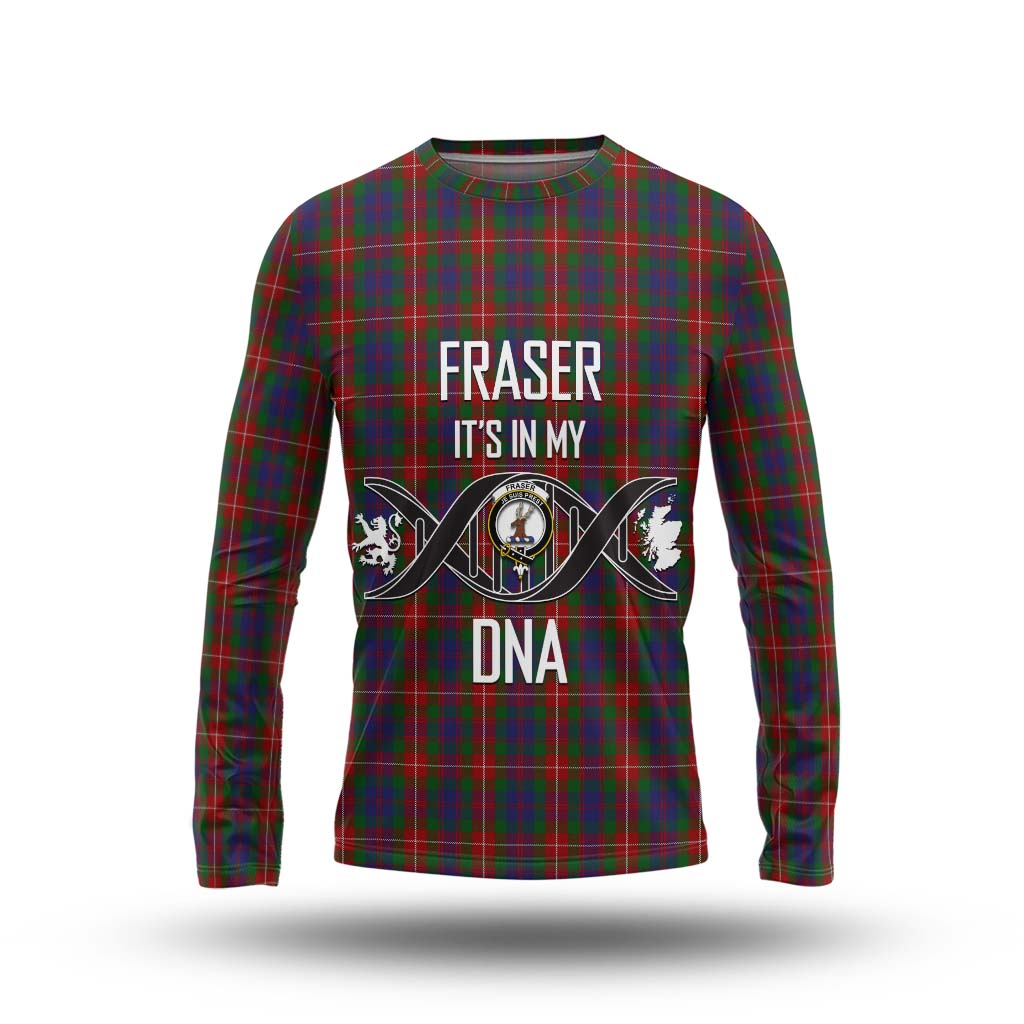 Tartan Vibes Clothing Fraser of Lovat Tartan Long Sleeve T-Shirt with Family Crest DNA In Me Style