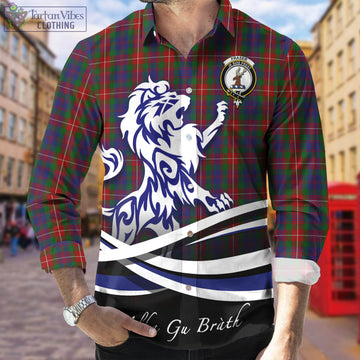 Fraser of Lovat Tartan Long Sleeve Button Up Shirt with Alba Gu Brath Regal Lion Emblem