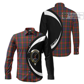 Fraser of Lovat Tartan Long Sleeve Button Up with Family Crest Circle Style