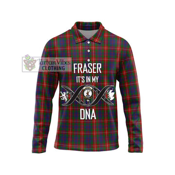 Fraser of Lovat Tartan Long Sleeve Polo Shirt with Family Crest DNA In Me Style