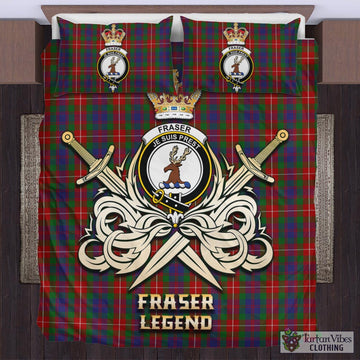 Fraser of Lovat Tartan Bedding Set with Clan Crest and the Golden Sword of Courageous Legacy