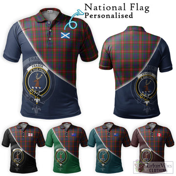 Fraser of Lovat Tartan Polo Shirt with Personalised National Flag and Family Crest Half Style