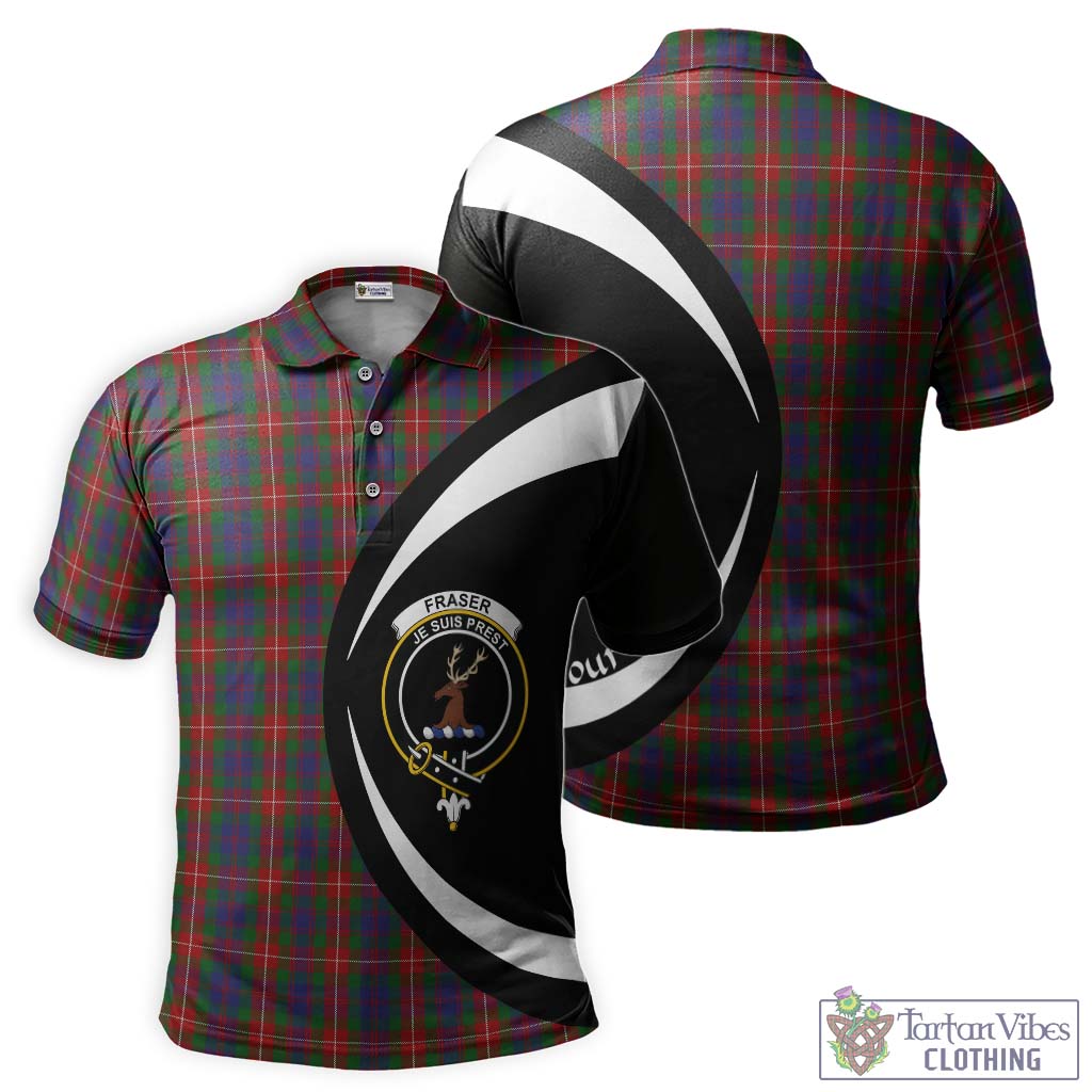 Tartan Vibes Clothing Fraser of Lovat Tartan Men's Polo Shirt with Family Crest Circle Style