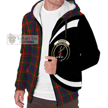 Fraser of Lovat Tartan Sherpa Hoodie with Family Crest Circle Style