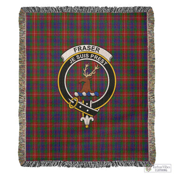 Fraser of Lovat Tartan Woven Blanket with Family Crest