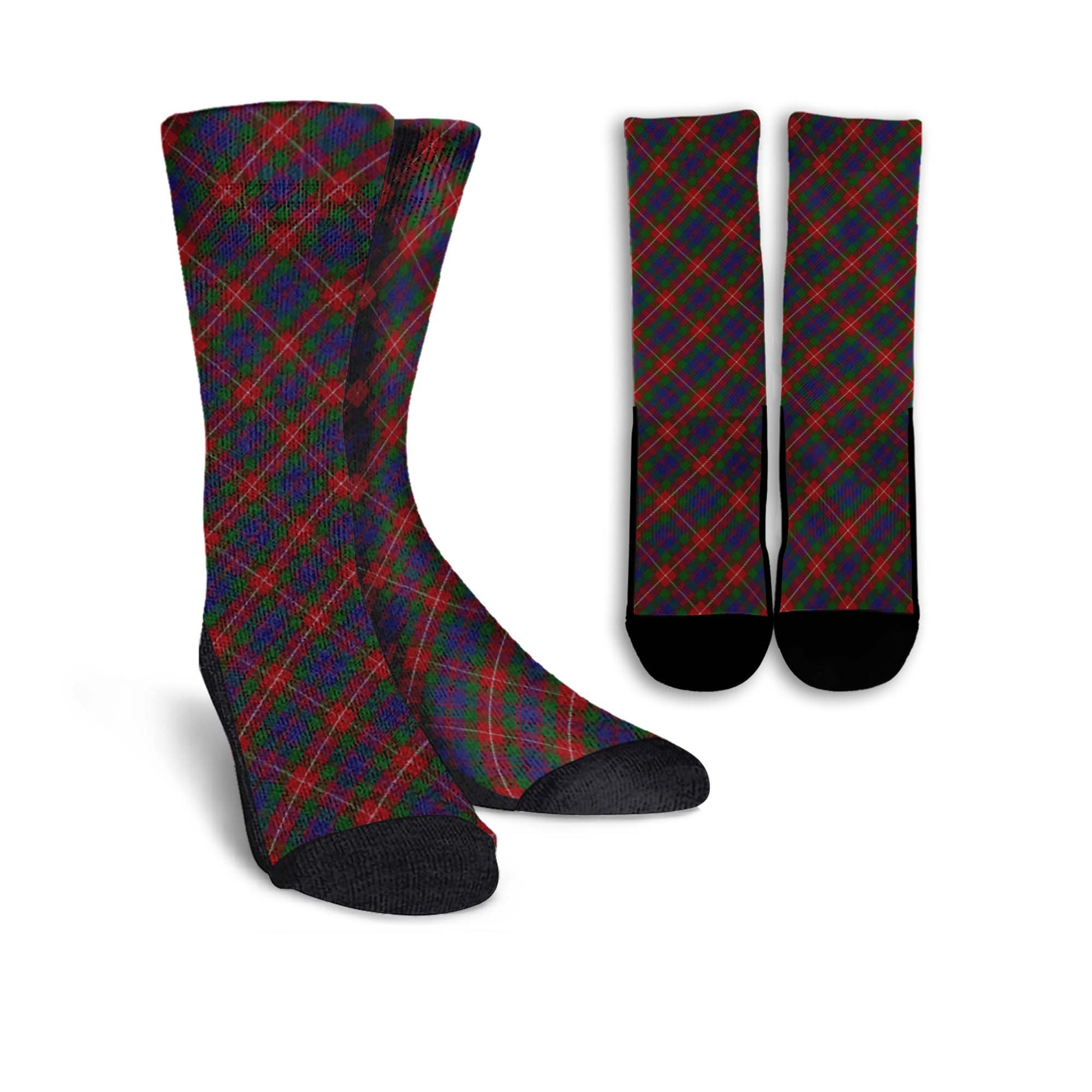 Fraser of Lovat Tartan Crew Socks Cross Tartan Style - Tartanvibesclothing