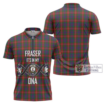 Fraser of Lovat Tartan Zipper Polo Shirt with Family Crest DNA In Me Style