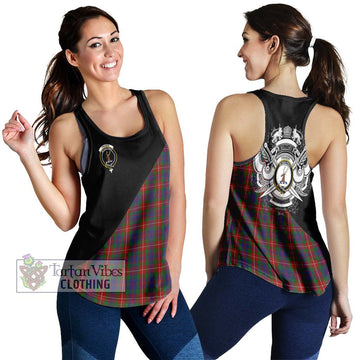 Fraser of Lovat Tartan Women's Racerback Tanks with Family Crest and Military Logo Style