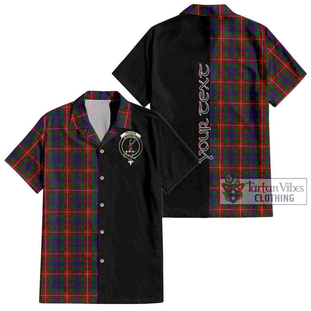 Fraser of Lovat Tartan Short Sleeve Button Shirt with Family Crest and Half Of Me Style Kid - Tartanvibesclothing Shop