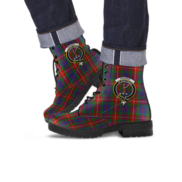 Fraser of Lovat Tartan Leather Boots with Family Crest