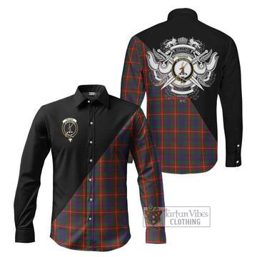 Fraser of Lovat Tartan Long Sleeve Button Shirt with Family Crest and Military Logo Style