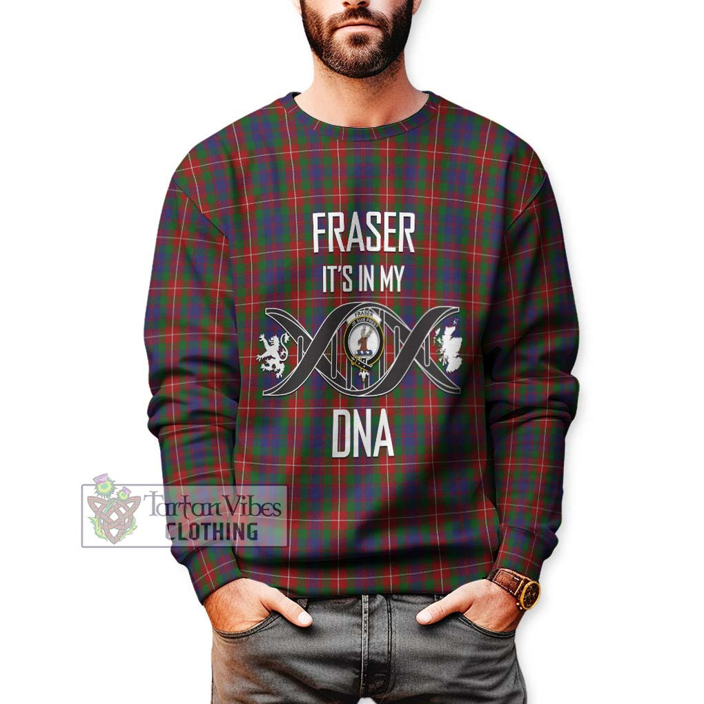 Fraser of Lovat Tartan Sweatshirt with Family Crest DNA In Me Style Unisex - Tartanvibesclothing Shop